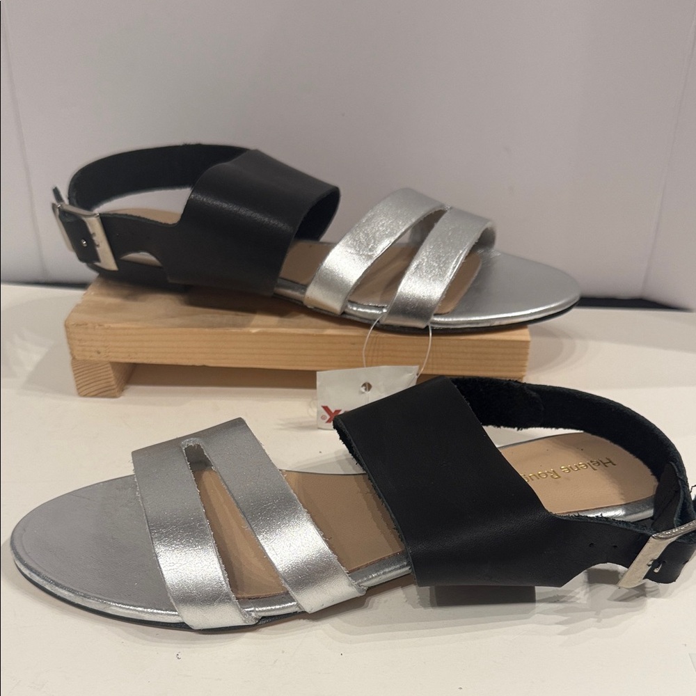 Helene Rouge black and silver sandals- NEW with tag